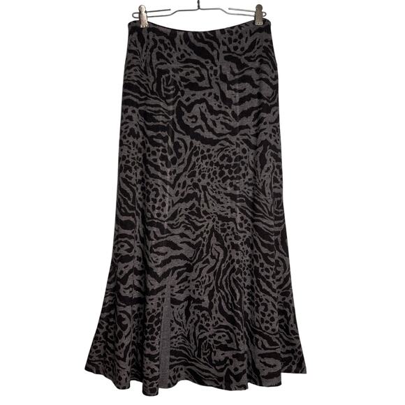 Vintage Y2K 3 in 1 Reversible Skirt Black Gray Animal Print Skirt Midi Length - Picture 1 of 13